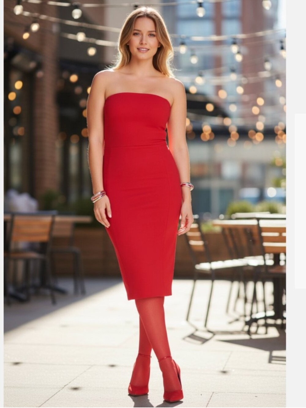 SPANX Strapless Ponte Robe Midi Bustier Classic Dress Spanx Red NWT $178 1X
